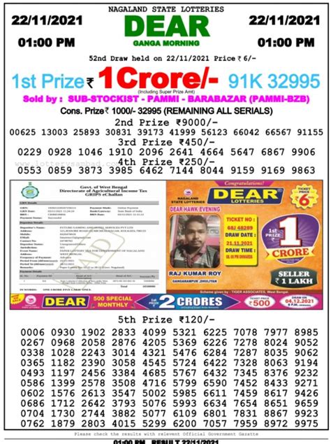 dear daily lottery result.